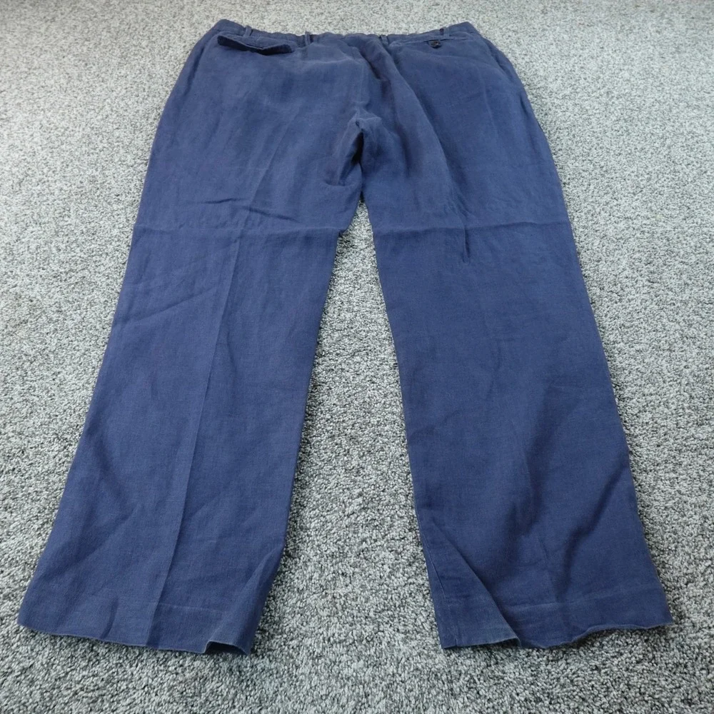 VTG Polo Ralph Lauren Pants Mens 42X32 Blue Linen Chambray Preston Chino Trouser